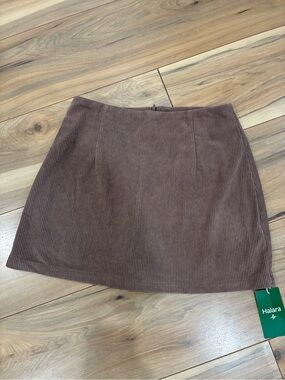 NWT Halara Ribbed Mini Skort M Brown Built-In Shorts